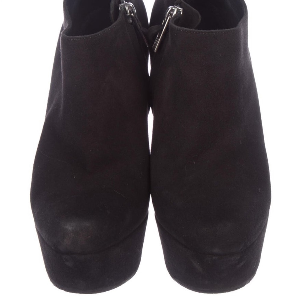 ❤️ Yves Saint Laurent Black Suede Platform Booties ❤️ F4 - Picture 4 of 15